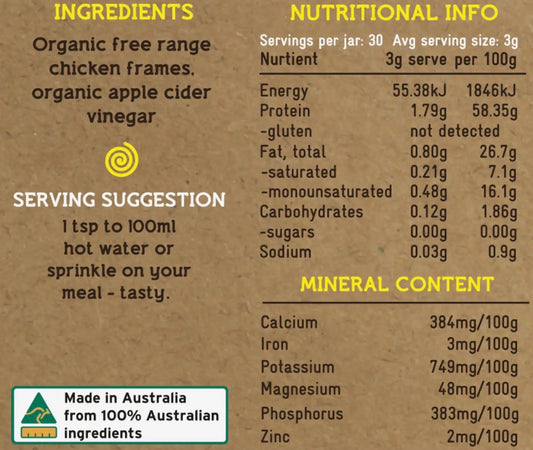 Certified Organic Naked Chicken Bone Broth Powder 90g - Broth of Life