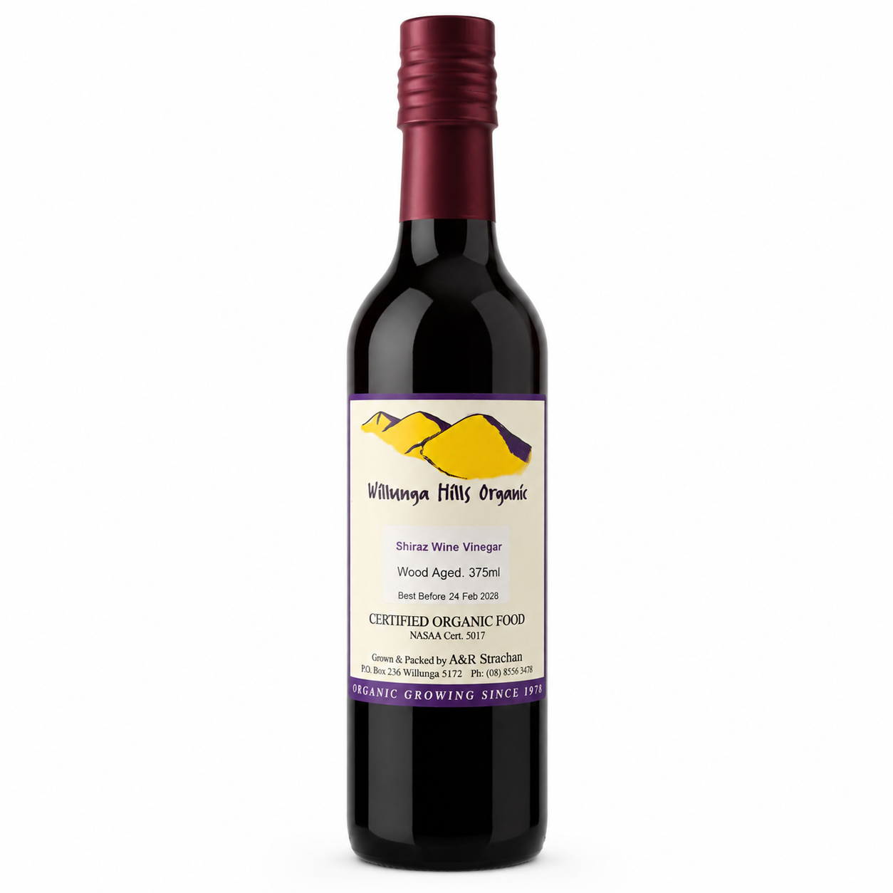 Certified Organic Shiraz Vinegar – Willunga Hills Organic – 375ml