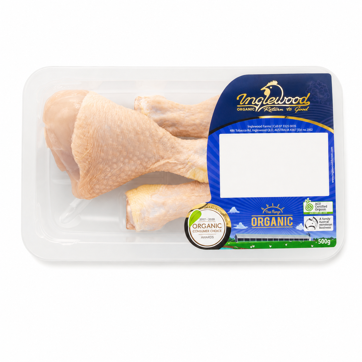 Certified Organic Chicken Drumsticks - 3 pack - Inglewood - Snap Frozen