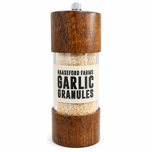 Certified Organic Garlic Granules in Grinder 60g – Haaseford Farm