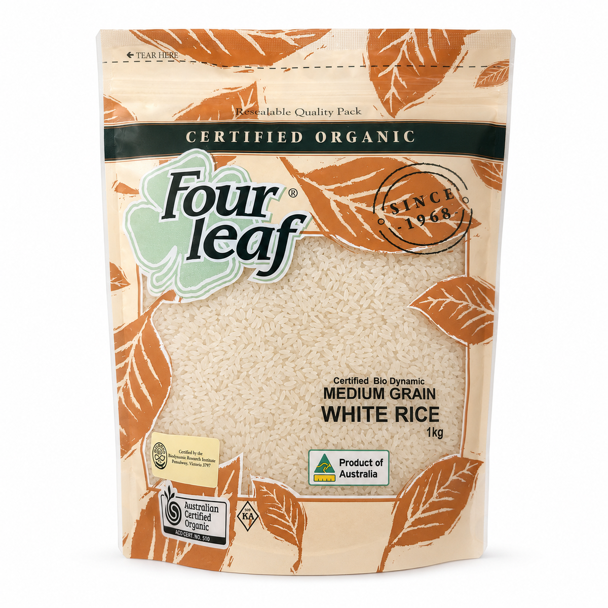 Australian Certified Organic Medium Grain White Rice – 1kg