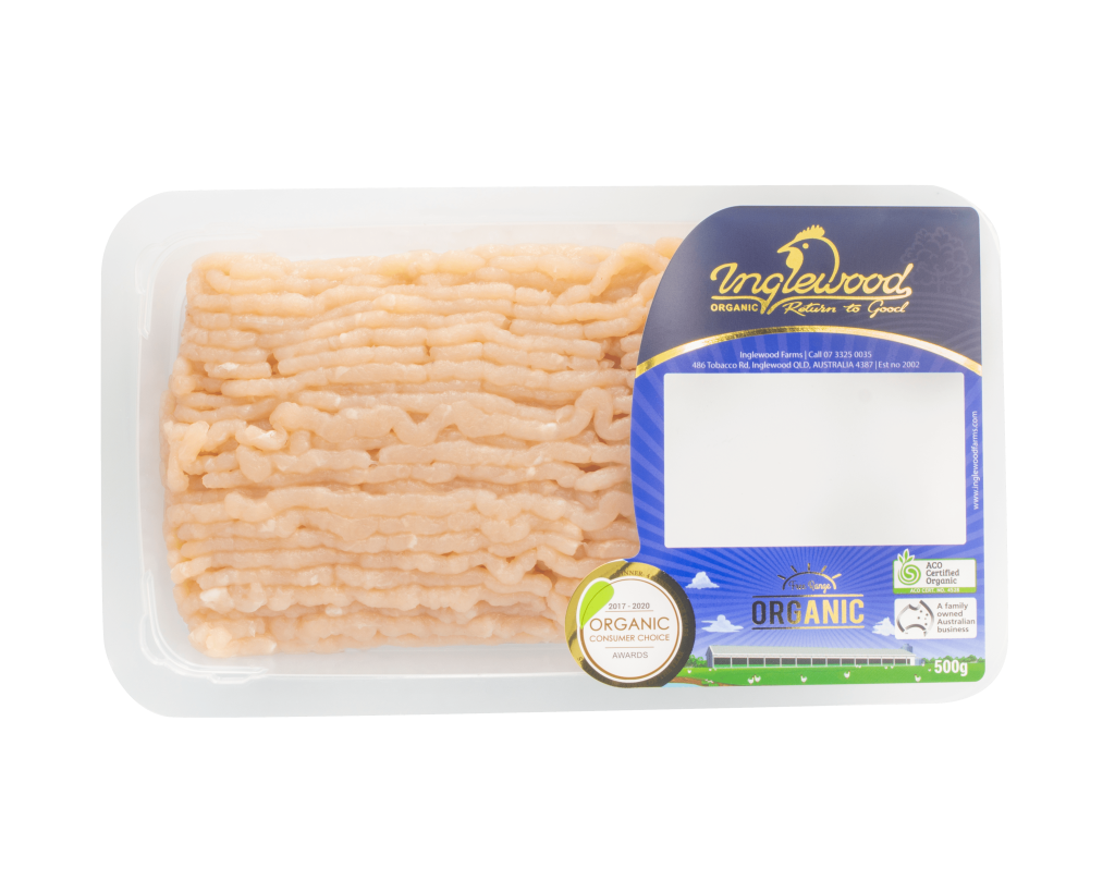 Organic Chicken Mince 500g  – Snap Frozen for Freshness - Inglewood Certified Organic