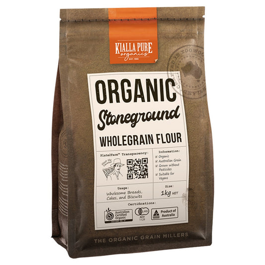 Kialla Wholemeal Stoneground Flour – 1kg - Certified Organic